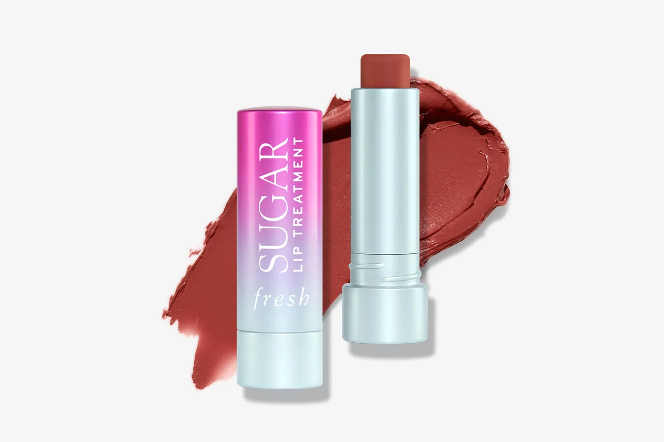 Fresh Sugar Tinted Lip Treatment in Sunset Rose, a warm rose balm.