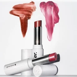 Glossier Generation G lipstick in shade Fuzz, a matte mauve tint.