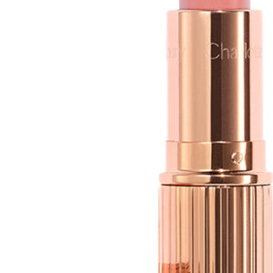 Charlotte Tilbury Pillow Talk Lipstick (Fair) – a pink nude shade with a satin finish.