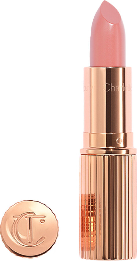 Charlotte Tilbury Pillow Talk Lipstick (Fair) – a pink nude shade with a satin finish.