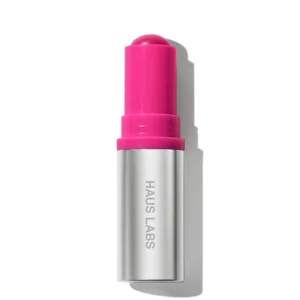 Haus Labs Glassy Pitaya blush, a vibrant berry-pink with a satin finish.