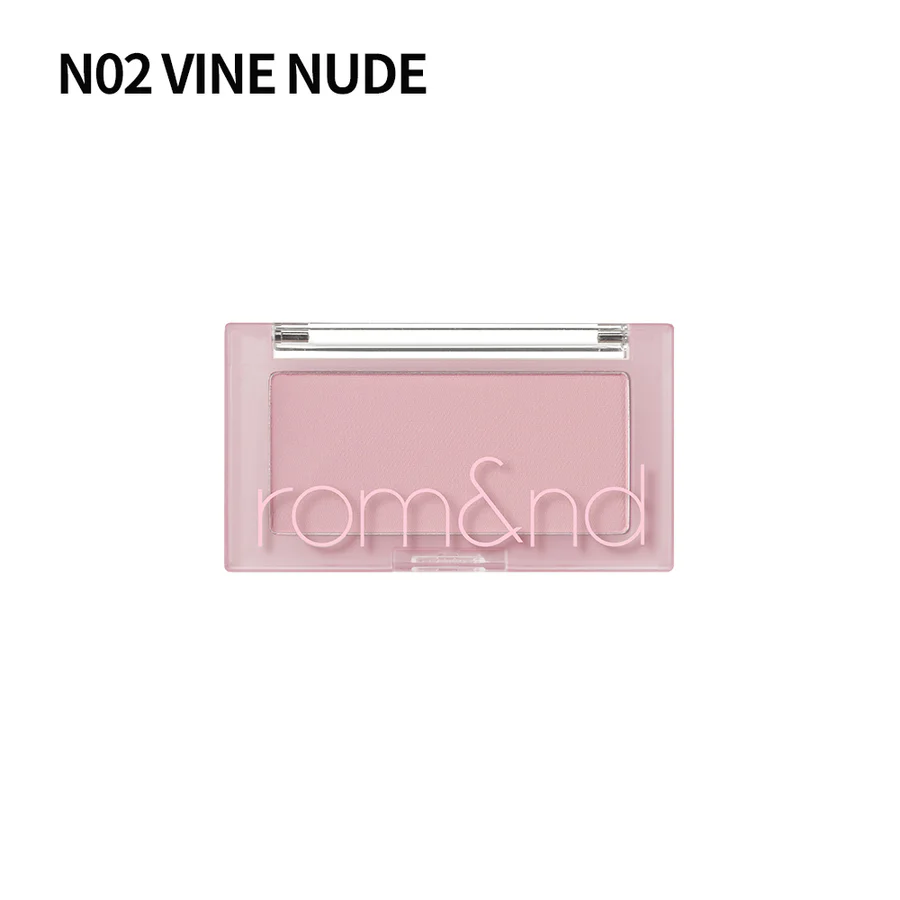 Romand Vine Nude blush, a soft matte nude shade in a compact case.